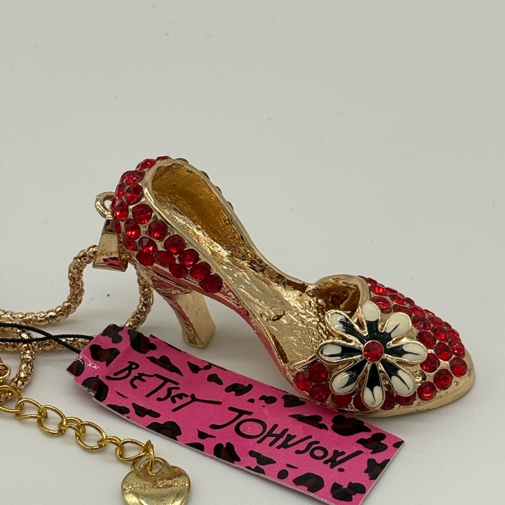 Betsey Johnson Red and Gold Shoe Necklace
